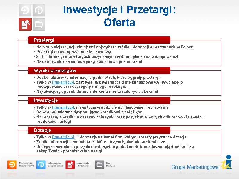 Inwestycje i Przetargi: Oferta Przetargi • • Najaktualniejsze, najpełniejsze i najszybsze źródło informacji o