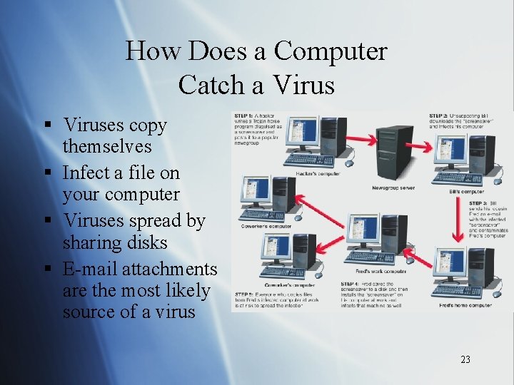 How Does a Computer Catch a Virus § Viruses copy themselves § Infect a