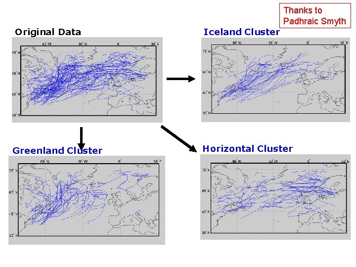 Thanks to Padhraic Smyth Original Data Iceland Cluster Greenland Cluster Horizontal Cluster 