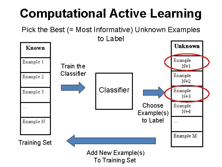 Computational Active Learning Pick the Best (= Most Informative) Unknown Examples to Label Unknown