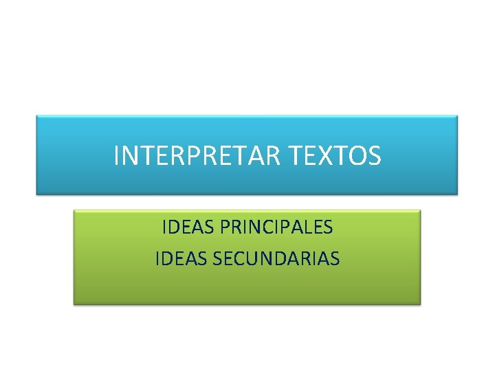 INTERPRETAR TEXTOS IDEAS PRINCIPALES IDEAS SECUNDARIAS 