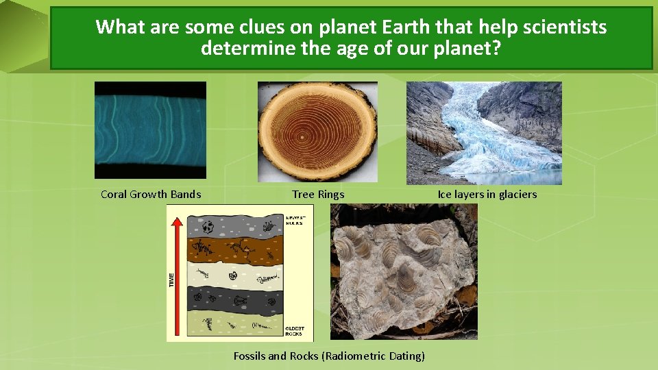What are some clues on planet Earth that help scientists determine the age of