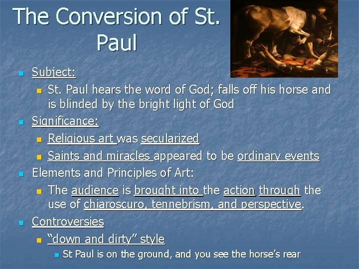 The Conversion of St. Paul n n Subject: n St. Paul hears the word