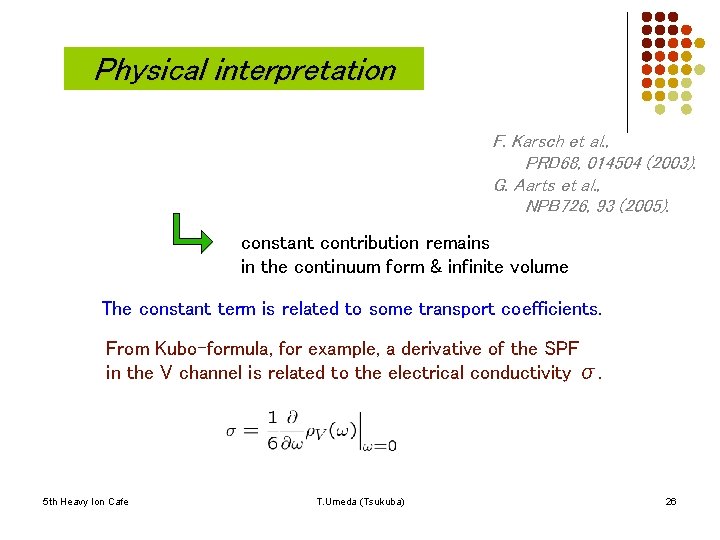 Physical interpretation F. Karsch et al. , PRD 68, 014504 (2003). G. Aarts et
