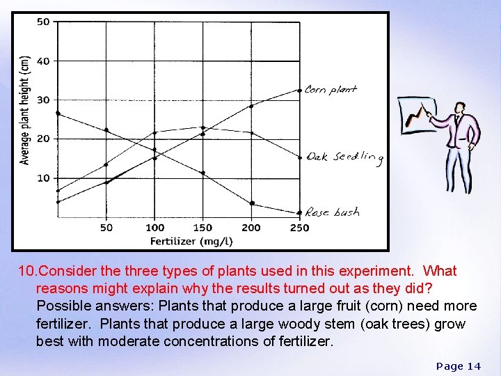 10. Consider the three types of plants used in this experiment. What reasons might