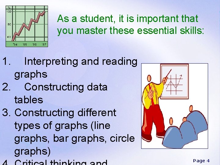 As a student, it is important that you master these essential skills: 1. Interpreting