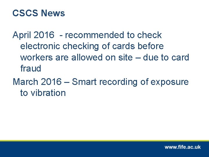 CSCS News April 2016 - recommended to check electronic checking of cards before workers