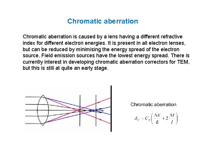 Chromatic aberration is caused by a lens having a different refractive index for different