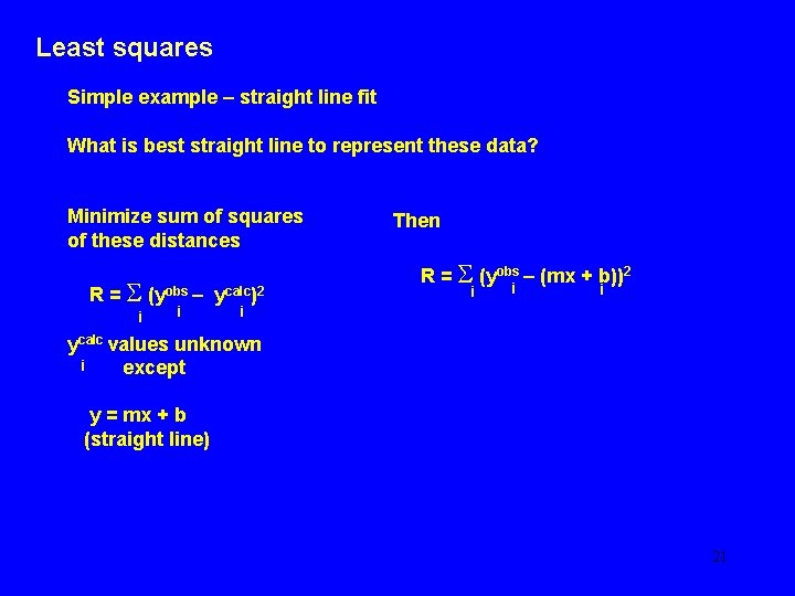 Least squares Simple example – straight line fit What is best straight line to