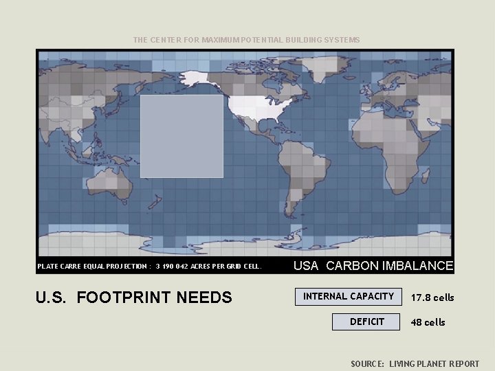 THE CENTER FOR MAXIMUM POTENTIAL BUILDING SYSTEMS PLATE CARRE EQUAL PROJECTION : 3 190