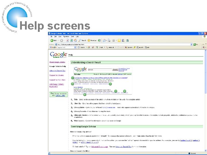 Help screens 