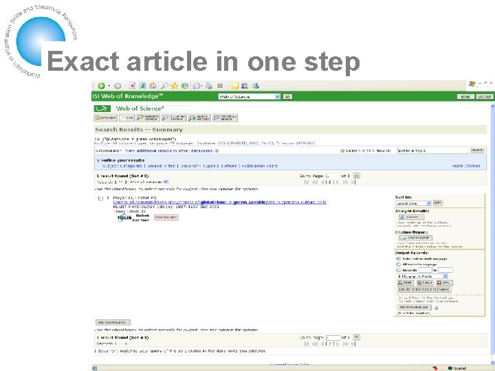 Exact article in one step 