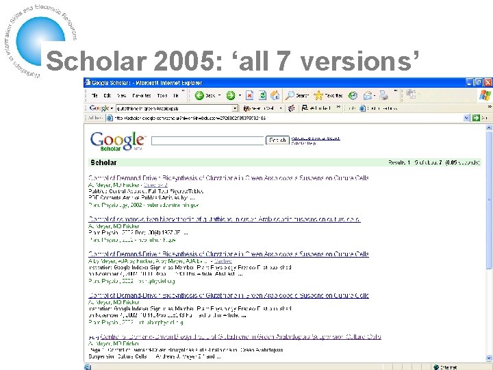 Scholar 2005: ‘all 7 versions’ 