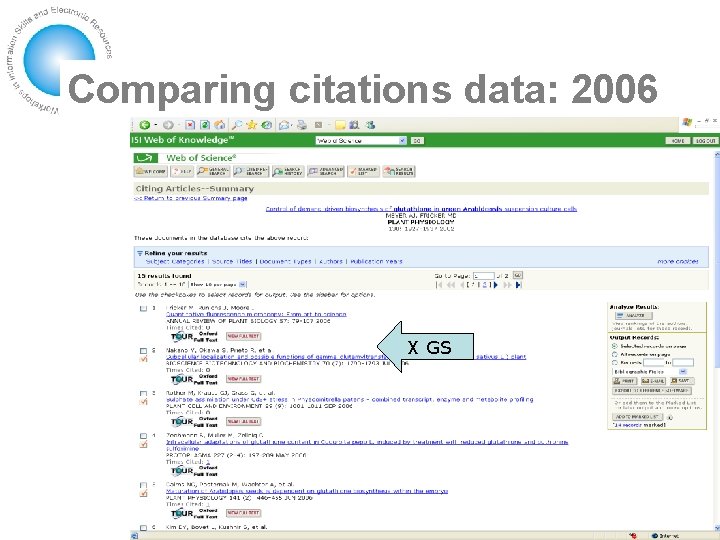 Comparing citations data: 2006 X GS 