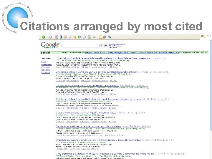 Citations arranged by most cited 