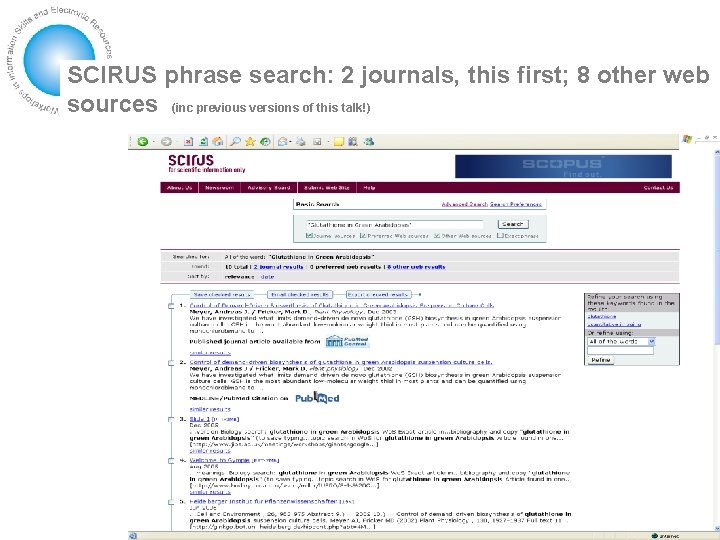 SCIRUS phrase search: 2 journals, this first; 8 other web sources (inc previous versions
