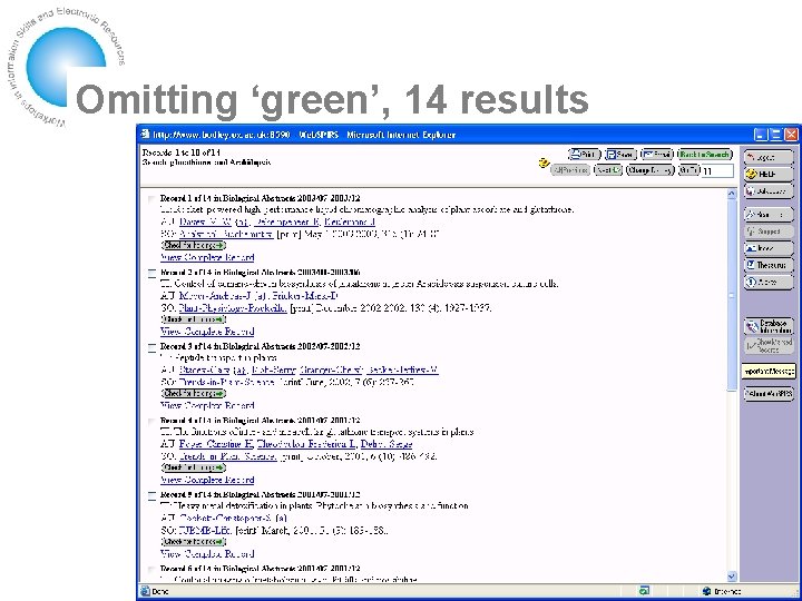 Omitting ‘green’, 14 results 