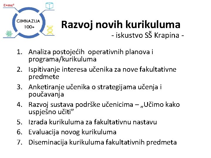 Razvoj novih kurikuluma - iskustvo SŠ Krapina - 1. Analiza postojećih operativnih planova i