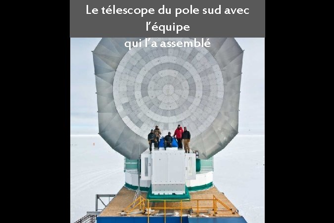 Le télescope du pole sud avec l’équipe qui l’a assemblé 