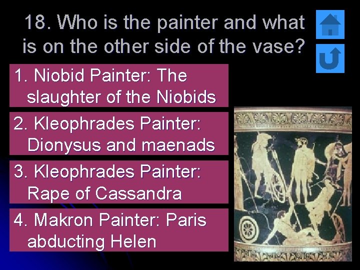 18. Who is the painter and what is on the other side of the