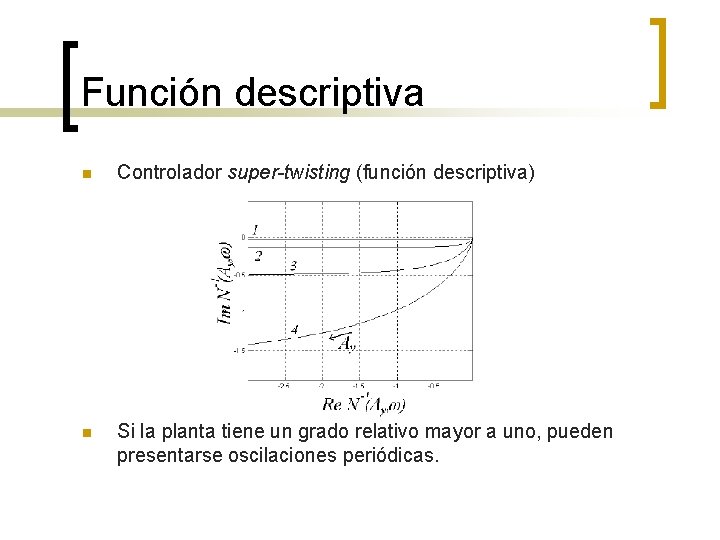 Función descriptiva n Controlador super-twisting (función descriptiva) n Si la planta tiene un grado