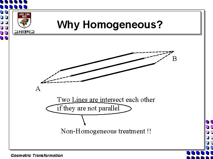 Why Homogeneous? B A Two Lines are intersect each other if they are not