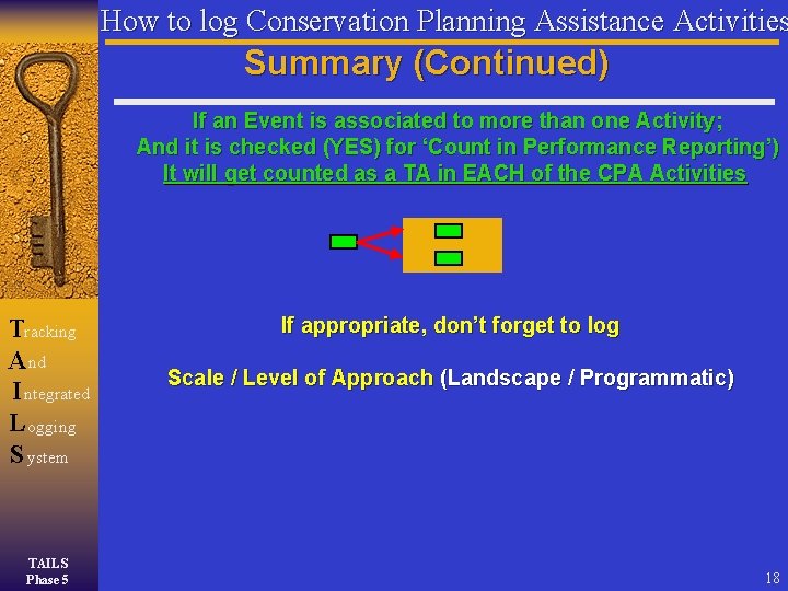 How to log Conservation Planning Assistance Activities Summary (Continued) If an Event is associated How to log Conservation Planning Assistance Activities Summary (Continued) If an Event is associated