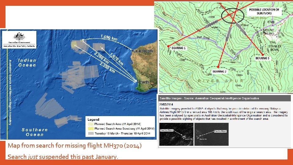 Map from search for missing flight MH 370 (2014) Search just suspended this past