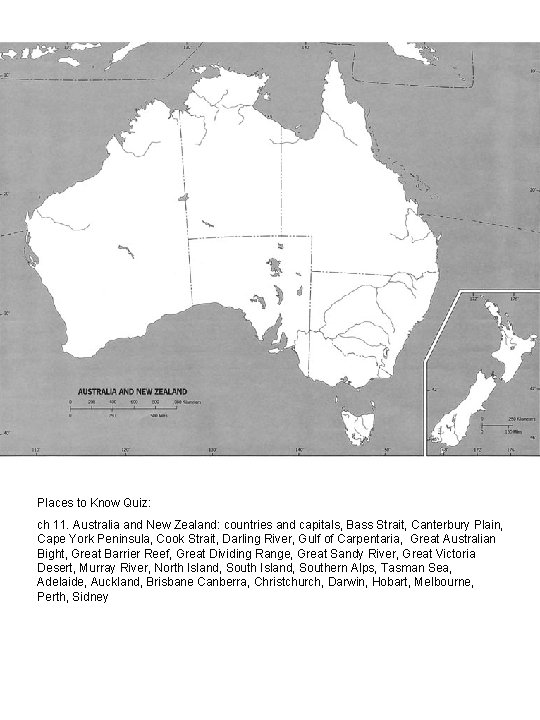 Places to Know Quiz: ch 11. Australia and New Zealand: countries and capitals, Bass