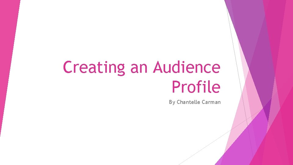 Creating an Audience Profile By Chantelle Carman 