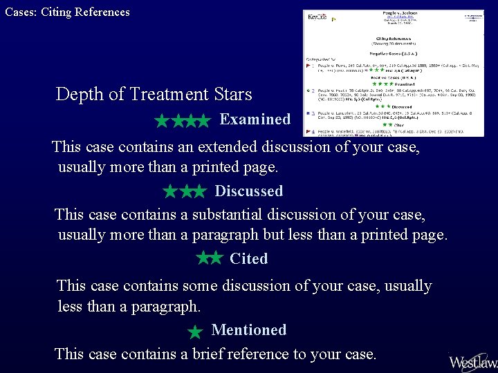 Cases: Citing References Depth of Treatment Stars Examined This case contains an extended discussion