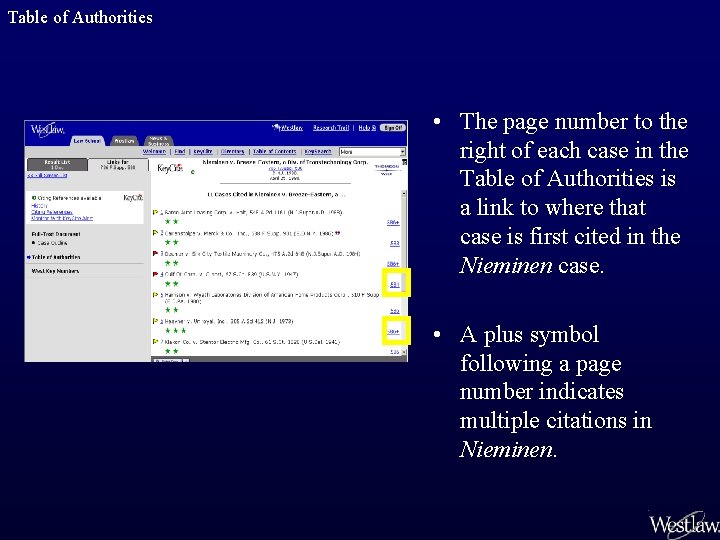 Table of Authorities • The page number to the right of each case in