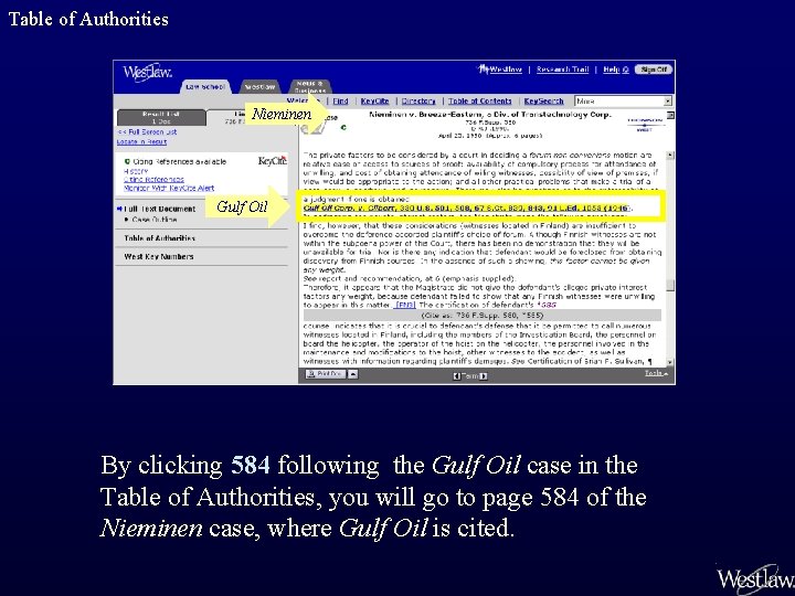 Table of Authorities Nieminen Gulf Oil By clicking 584 following the Gulf Oil case