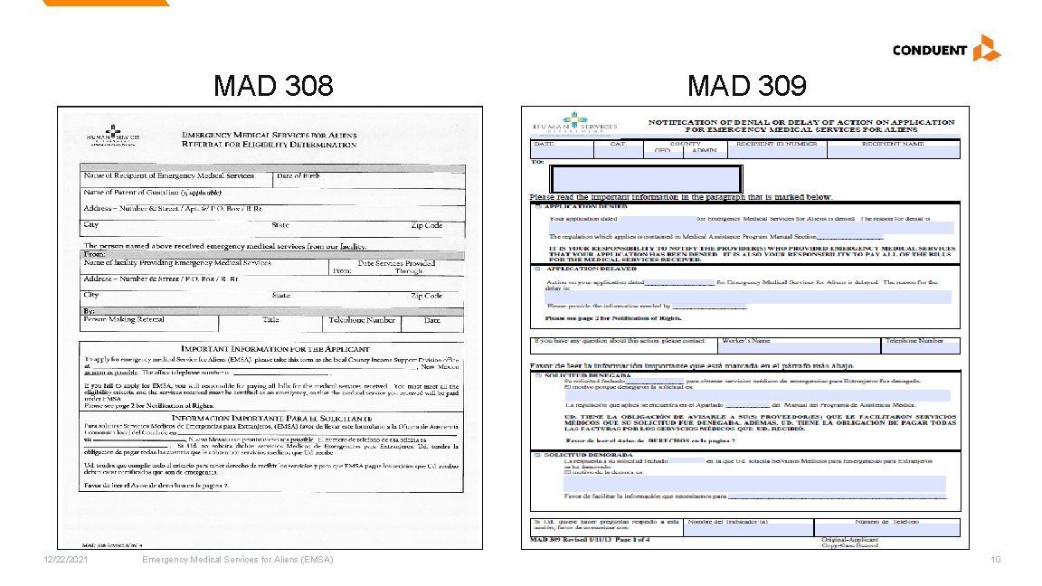 MAD 308 12/22/2021 Emergency Medical Services for Aliens (EMSA) MAD 309 10 MAD 308 12/22/2021 Emergency Medical Services for Aliens (EMSA) MAD 309 10