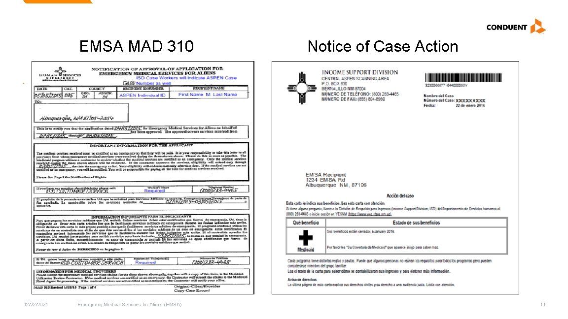 EMSA MAD 310 12/22/2021 Emergency Medical Services for Aliens (EMSA) Notice of Case Action EMSA MAD 310 12/22/2021 Emergency Medical Services for Aliens (EMSA) Notice of Case Action