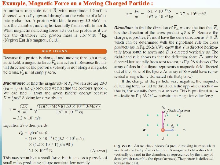 Example, Magnetic Force on a Moving Charged Particle : 
