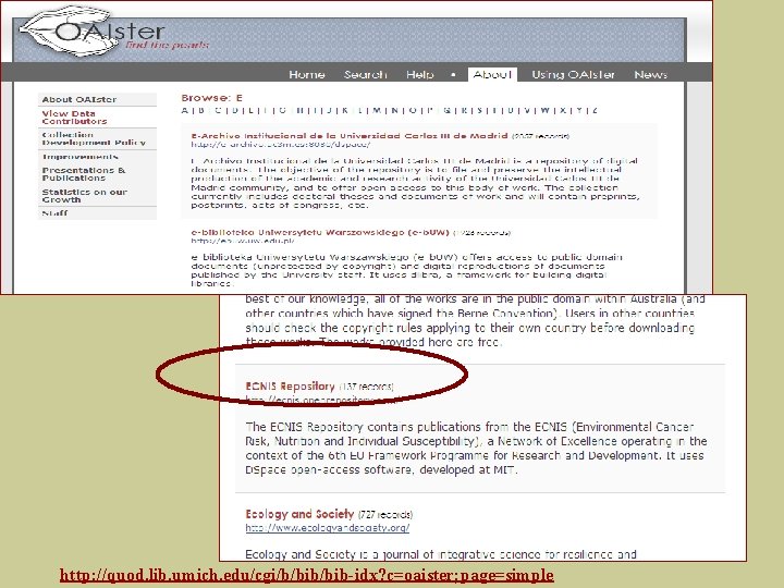 http: //quod. lib. umich. edu/cgi/b/bib-idx? c=oaister; page=simple 