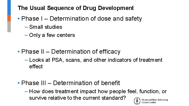 The Usual Sequence of Drug Development • Phase I – Determination of dose and The Usual Sequence of Drug Development • Phase I – Determination of dose and