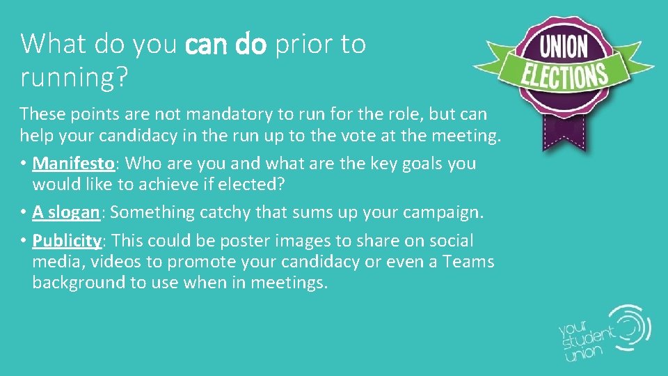 What do you can do prior to running? These points are not mandatory to