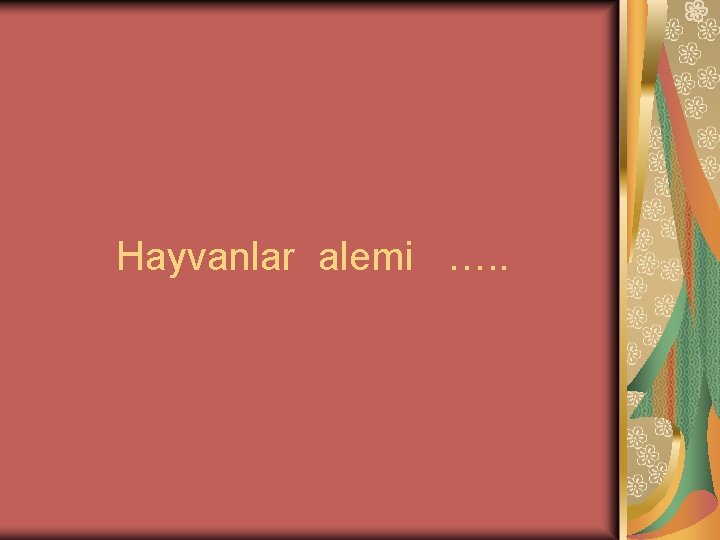 Hayvanlar alemi …. . 