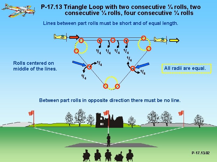 P-17. 13 Triangle Loop with two consecutive ¼ rolls, four consecutive ¼ rolls Lines