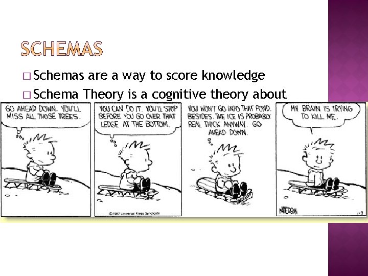 � Schemas are a way to score knowledge � Schema Theory is a cognitive