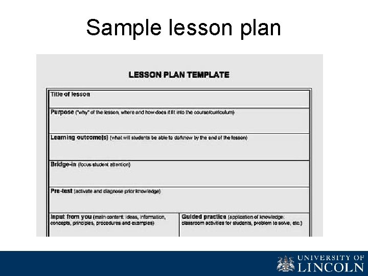 Sample lesson plan 