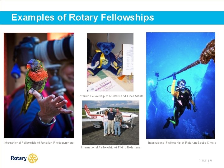 Examples of Rotary Fellowships Rotarian Fellowship of Quilters and Fiber Artists International Fellowship of