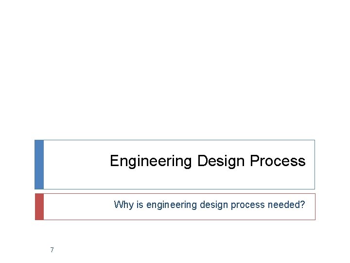 Engineering Design Process Why is engineering design process needed? 7 Engineering Design Process Why is engineering design process needed? 7