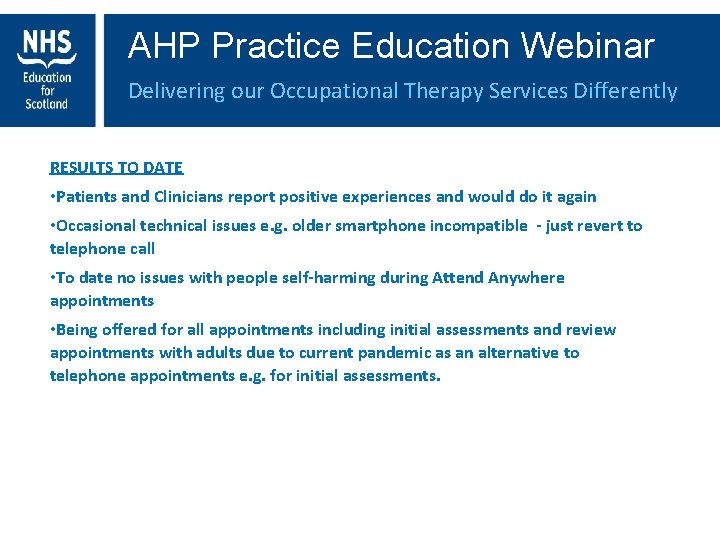 AHP Practice Education Programme Webinar series Near Me