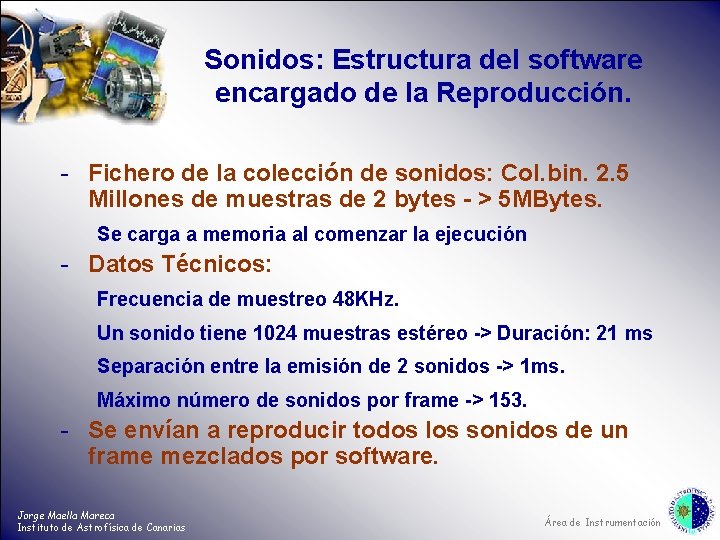 Sonidos: Estructura del software encargado de la Reproducción. - Fichero de la colección de