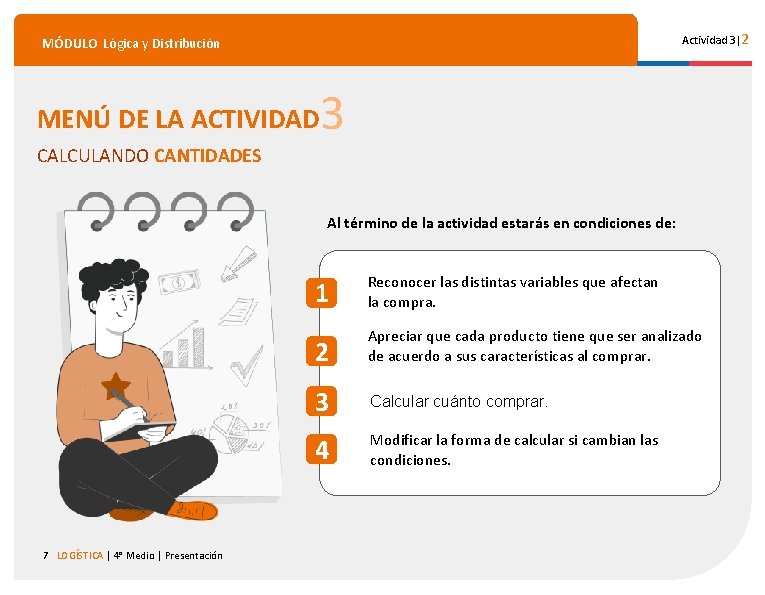 Actividad 3|2 MÓDULO Lógica y Distribución MENÚ DE LA ACTIVIDAD 3 CALCULANDO CANTIDADES Al Actividad 3|2 MÓDULO Lógica y Distribución MENÚ DE LA ACTIVIDAD 3 CALCULANDO CANTIDADES Al