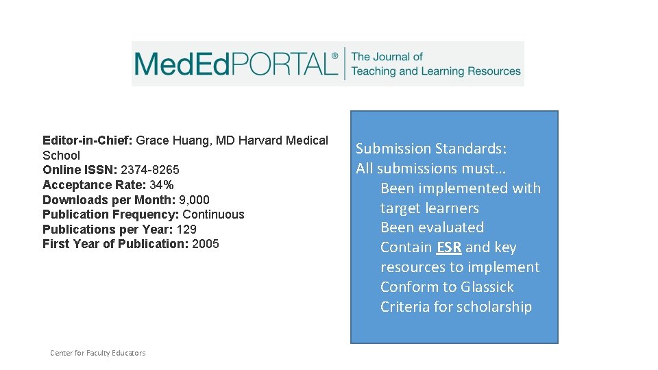 Editor-in-Chief: Grace Huang, MD Harvard Medical School Online ISSN: 2374 -8265 Acceptance Rate: 34%