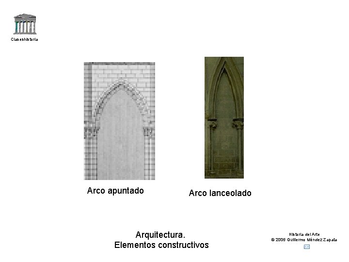 Claseshistoria Arco apuntado Arco lanceolado Arquitectura. Elementos constructivos Historia del Arte © 2006 Guillermo